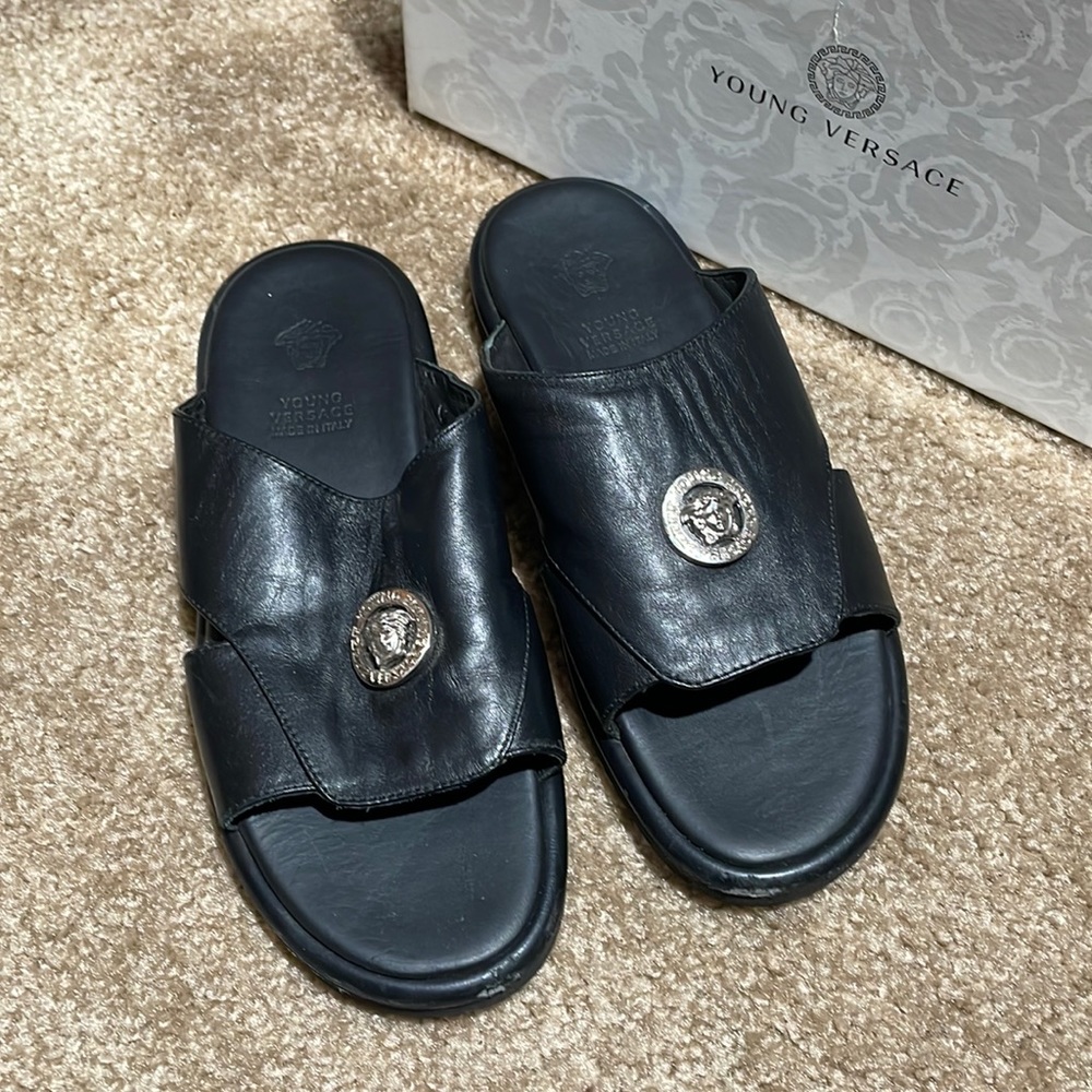 Versace Leather Logo Sandals